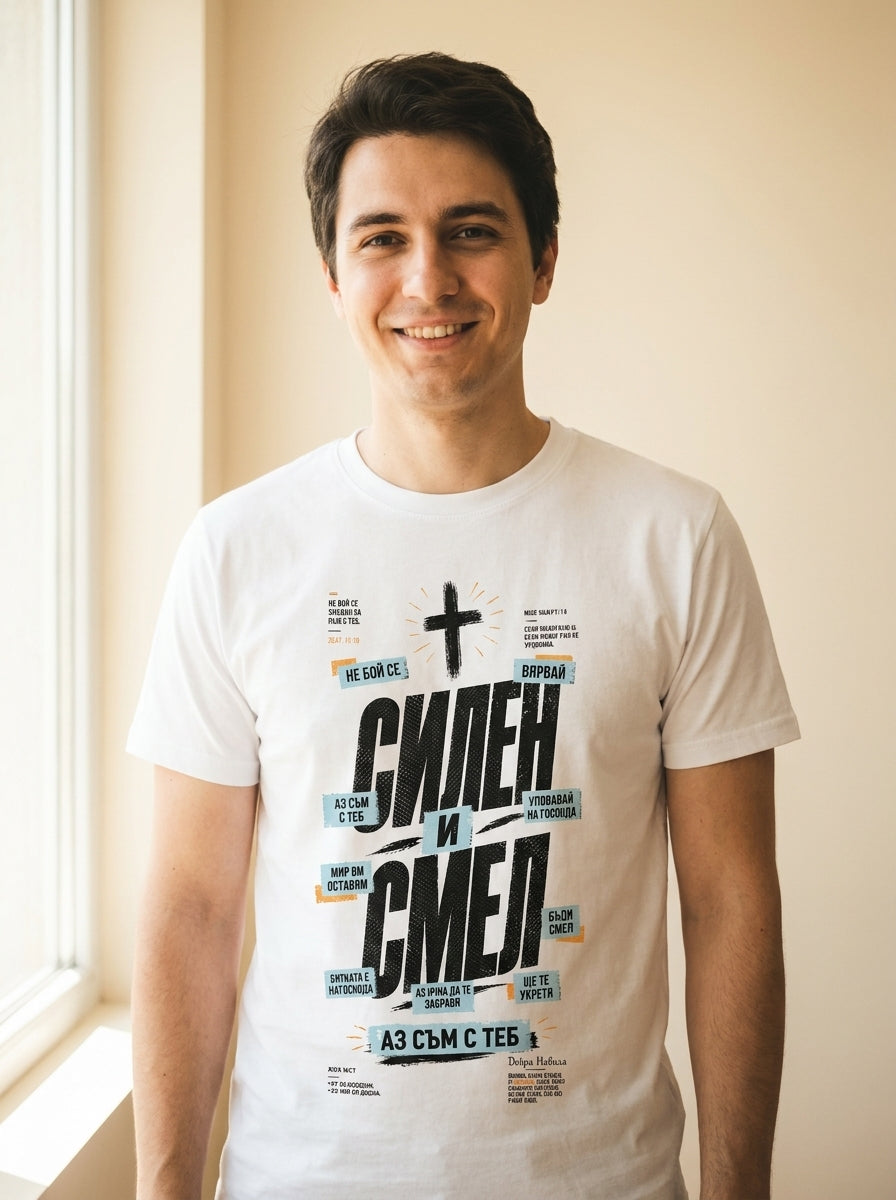 Силен и Смел (Strong and Brave) - Тениска — mockup